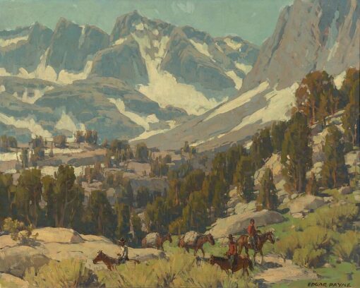 Edgar Alwin Payne – « The Pack Train Sierra Grande » : reproduction d'une peinture à l'huile peinte à la main par Dafen Studio