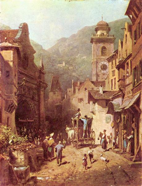 Carl Spitzweg: The Visit of the Father (c.1870) Biedermeier Genre Art – Hand-Painted Oil Reproduction by Dafen Village Studio