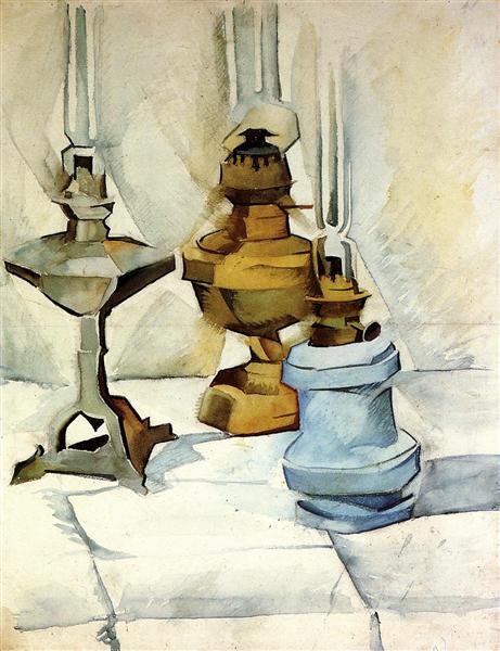 Juan Gris – Three Lamps (1910–1911) Cubism – Hand-Painted Oil Reproduction by Dafen Village Studio