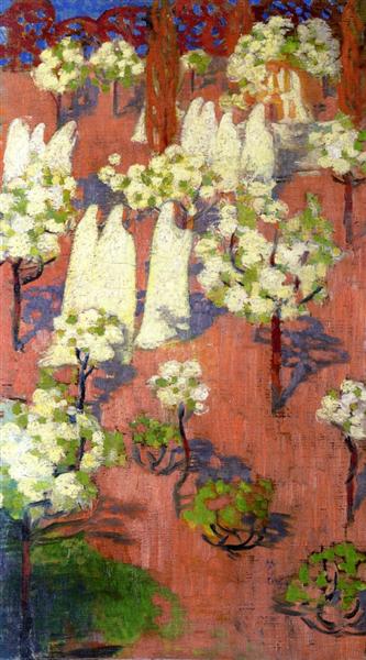 Maurice Denis: Virginal Spring (Flowering Apple Trees) (1894) Symbolist Art – Hand-Painted Oil Reproduction by Dafen Village Studio