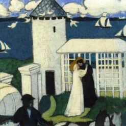 Hand-painted oil painting reproduction of Maurice Denis Visitation in Blue Post-Impressionist painting by Dafen Village Studio.