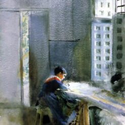 Hand-painted oil painting reproduction of Anders Zorn's 1884 Realist genre painting Wallpaper Factory by Dafen Studio