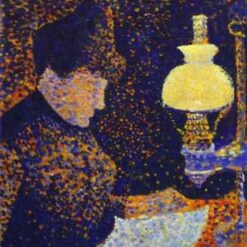 Hand-painted Pointillist oil reproduction of Paul Signac's Woman by a lamp by Dafen Village Studio