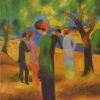 August Macke Woman in a Green Jacket (Lady in Green Jacket) (1913) Expressionism – Hand-Painted Oil Reproduction by Dafen Village Studio 1 Reproducción al óleo pintada a mano de la obra «Mujer con chaqueta verde» (1913) de August Macke, pintura expresionista, realizada por Dafen Village Studio