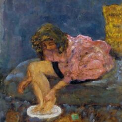 Hand-painted oil painting reproduction of Woman Washing Her Feet by Pierre Bonnard, Post-Impressionist intimate genre painting on canvas.
