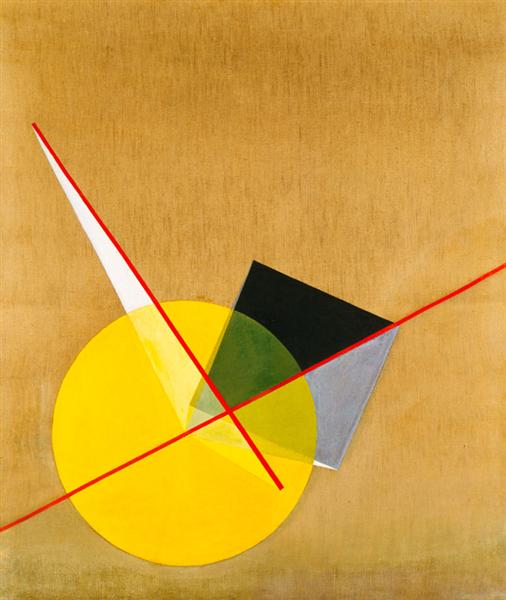 László Moholy-Nagy – Yellow Circle Constructivism Canvas Art – Hand-Painted Oil Reproduction by Dafen Village Studio