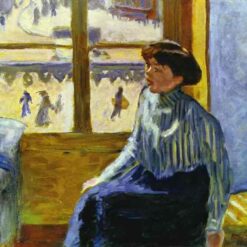 Hand-painted oil painting reproduction of Young Woman Before the Window by Pierre Bonnard, Intimist post-impressionist interior scene canvas art.