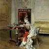 Hand-painted oil reproduction of Young Woman Writing by Giovanni Boldini, 1874 Realist genre painting