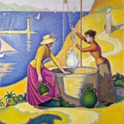 Hand-painted Pointillist oil reproduction of Paul Signac's Women at the Well by Dafen Village Studio